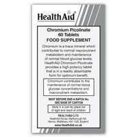 HealthAid Chromium Picolinate 1800ug 60 Tablets