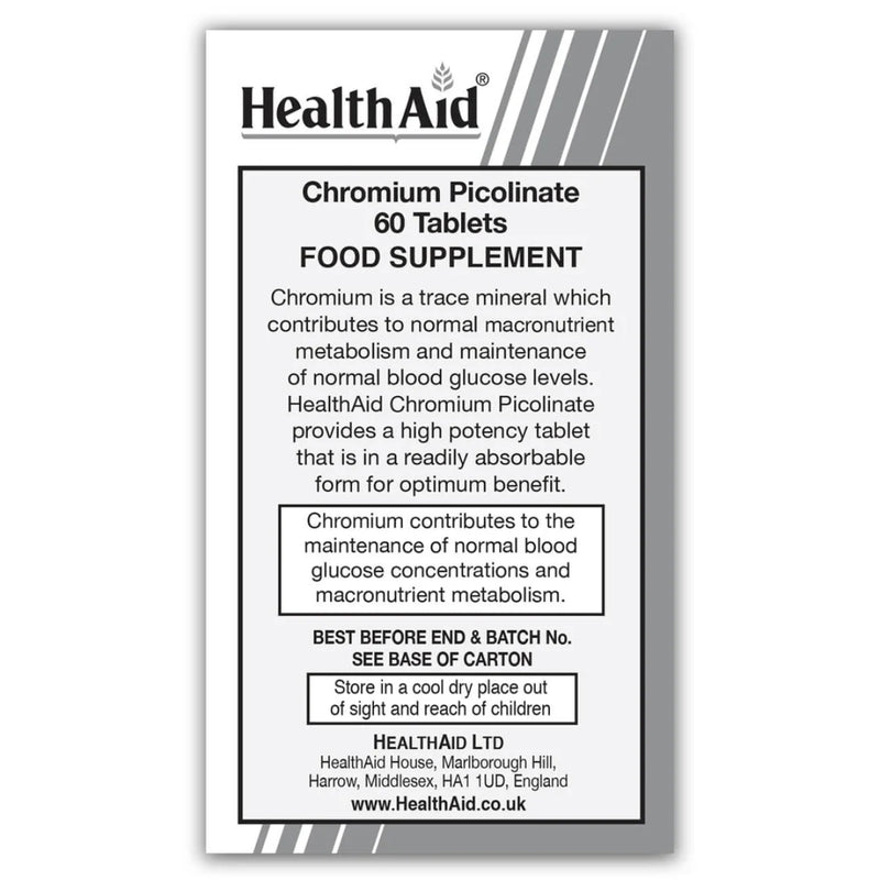 HealthAid Chromium Picolinate 1800ug 60 Tablets