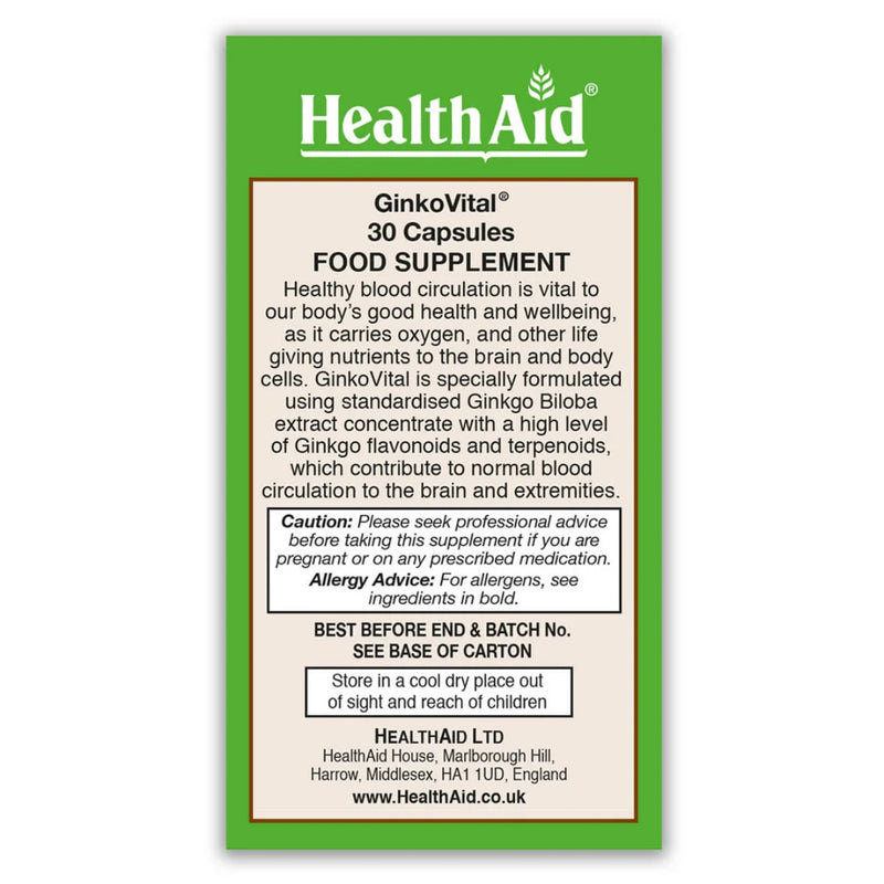 HealthAid GinkoVital 5000mg 30 Capsules