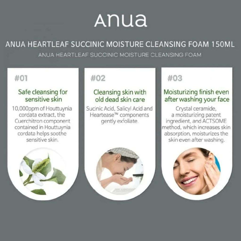 Anua Heartleaf Succinic Moisture Cleansing Foam 150ml