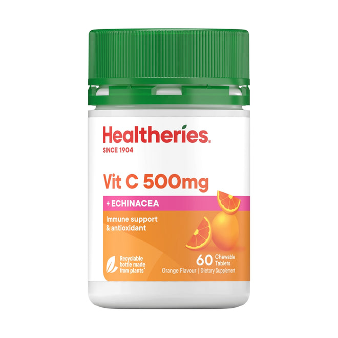 Healtheries Vit C 500mg Plus Echinacea 60 Chewable Tablets