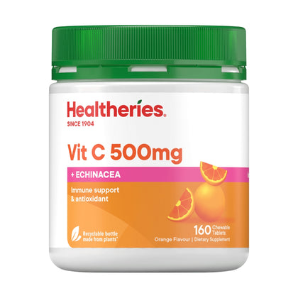 Healtheries Vit C 500mg Plus Echinacea 160 Chewable Tablets