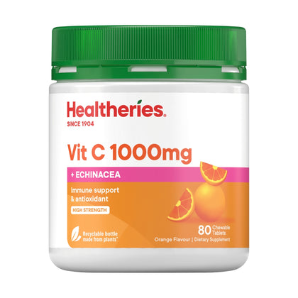 Healtheries Vit C 1,000mg Plus Echinacea 80 Chewable Tablets