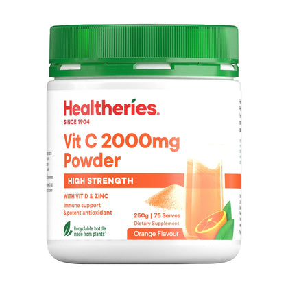Healtheries Vit C 2,000mg with Vit D & Zinc Powder 250g