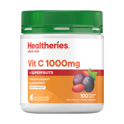 Healtheries Vit C 1,000mg Plus Superfruits 100 Chewable Tablets
