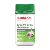 Healtheries Garlic Vit C Zinc & Echinacea with Olive Leaf 60 Tablets