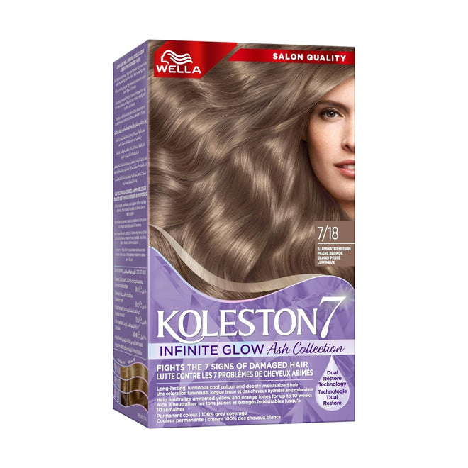 Wella Koleston Infinite Glow Ash Hair Color 7/18 Illuminated Medium Pearl Blonde