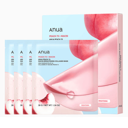 Anua Face Mask Peach 70 Niacin Brightening Collagen 38g x 4 Pieces