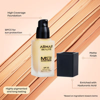 Armaf Beaute Matte Max High Coverage Foundation SPF 20 08 Honey 30ml