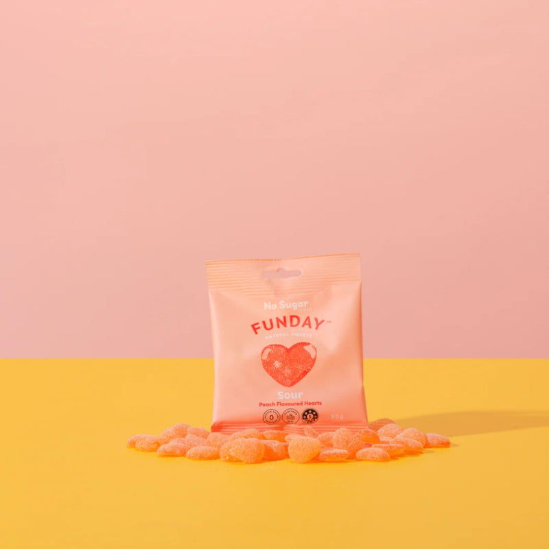 Funday Gummy Sour Peach Flavoured Hearts 50g