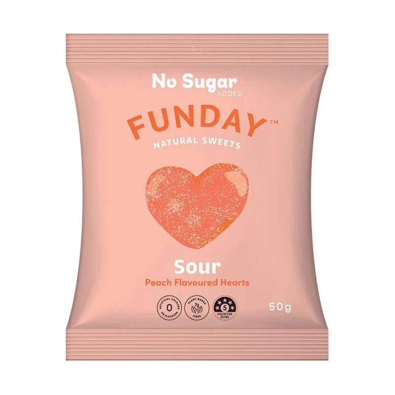 Funday Gummy Sour Peach Flavoured Hearts 50g