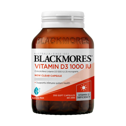 Blackmores Vitamin D3 1,000IU 200 Capsules