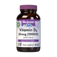 Bluebonnet Vitamin D3 2000IU 90 Vegetable Capsules
