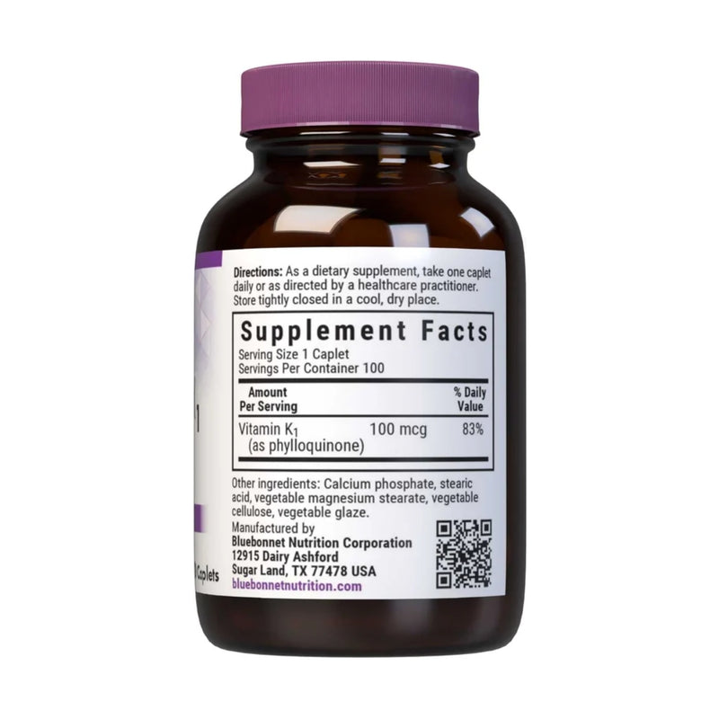 Bluebonnet Vitamin K1 100mcg 100 Caplets