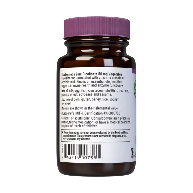 Bluebonnet Zinc Picolinate 50mg 50 Vegetable Capsules