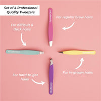 MCoBeauty Accessory Perfect Tweezers Professional 4 Pack Set