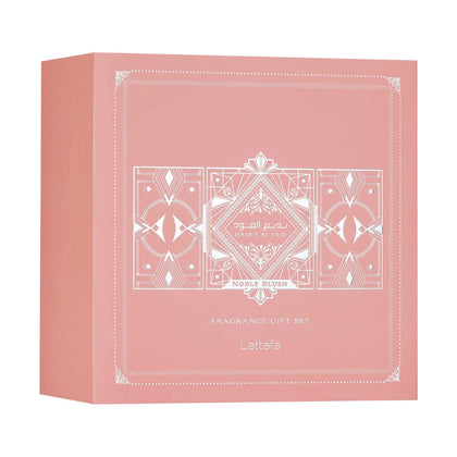 Lattafa Bade'e Al Oud Noble Blush Perfume Mist 100ml + Perfume Mist 12ml + Hair Mist Gift Set