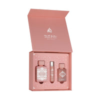 Lattafa Badee Al Oud Noble Blush Perfume Mist (W) 100ml + Perfume Mist 12ml + Hair Mist Gift Set