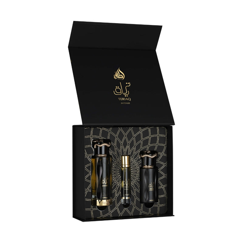 Lattafa Teriaq Intense (U) EDP 100ml + EDP 12ml + Hair Mist Gift Set