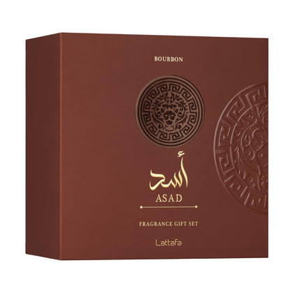 Lattafa Asad Bourbon Eau de Parfum 100ml + Eau de Parfum 12ml + Shower Gel Gift Set