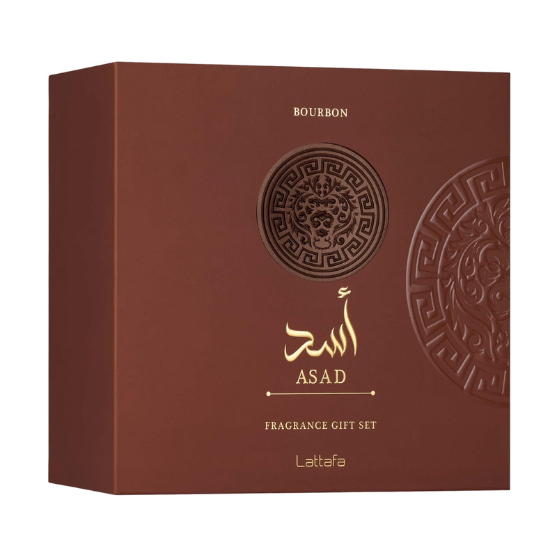 Lattafa Asad Bourbon (U) EDP 100ml + EDP 12ml + Shower Gel Gift Set
