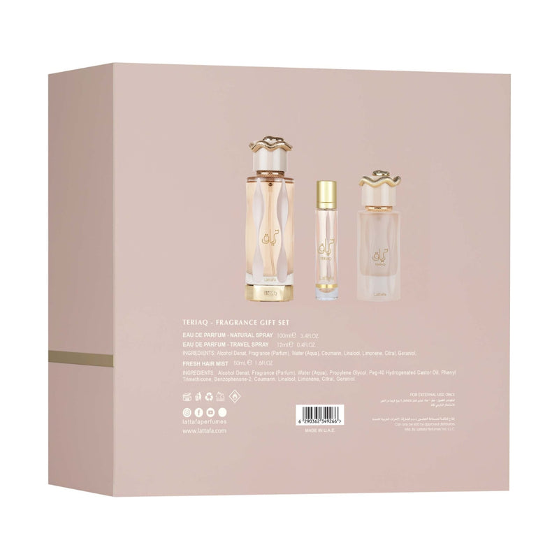 Lattafa Teriaq (W) EDP 100ml + EDP 12ml + Hair Mist Gift Set