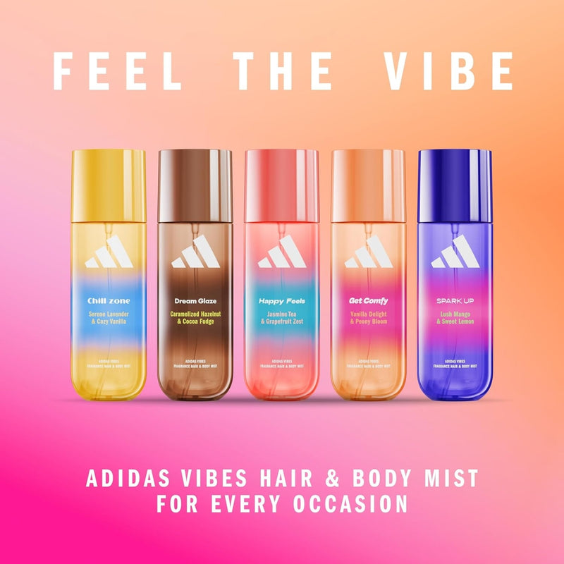 Adidas Vibes Get Comfy Hair & Body Mist Vanilla Delight & Peony Bloom 236ml