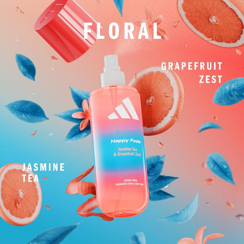 Adidas Vibes Happy Feels Hair & Body Mist Jasmine Tea & Grapefruit Zest 236ml