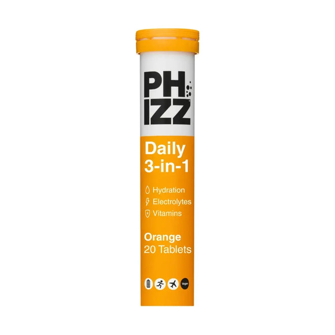 Phizz Daily 3-In-1 Hydration Electrolytes & Vitamins 20 Effervescent Tablets Orange