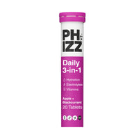 Phizz Daily 3-In-1 Hydration Electrolytes & Vitamins 20 Effervescent Tablets Apple & Blackcurrant