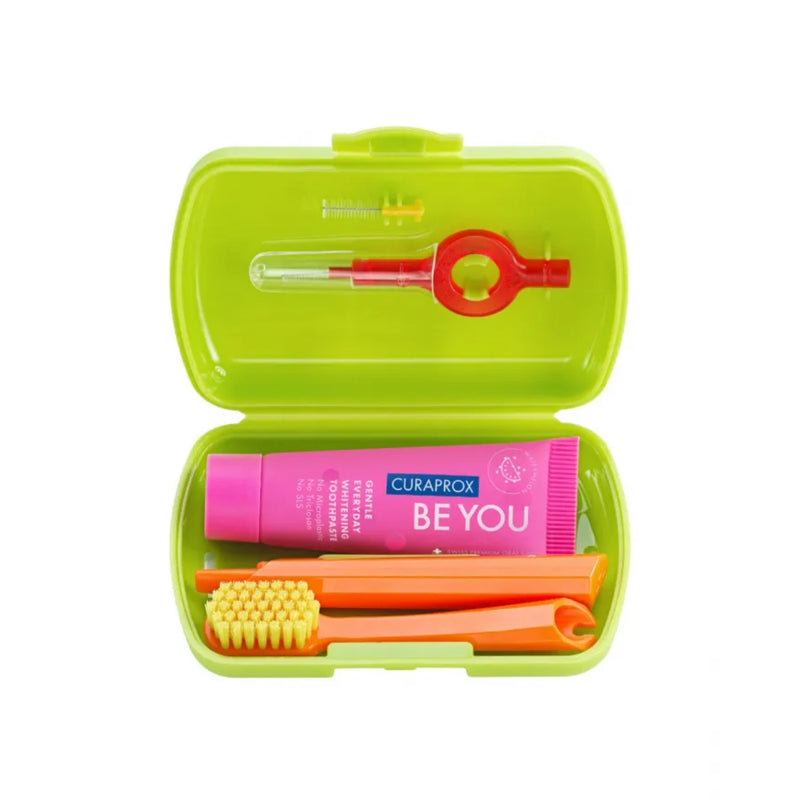 Curaprox Travel Set Green Toothbrush + Interdental Brush + Toothpaste 10ml