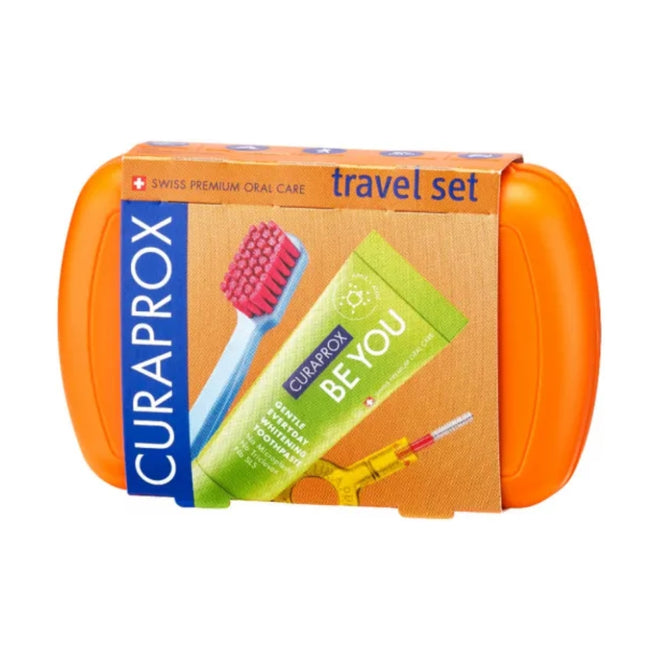 Curaprox Travel Set Orange Toothbrush + Interdental Brush + Toothpaste 10ml