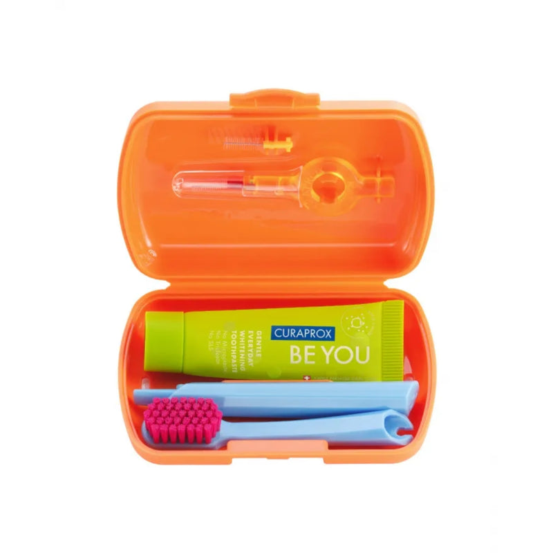 Curaprox Travel Set Orange Toothbrush + Interdental Brush + Toothpaste 10ml
