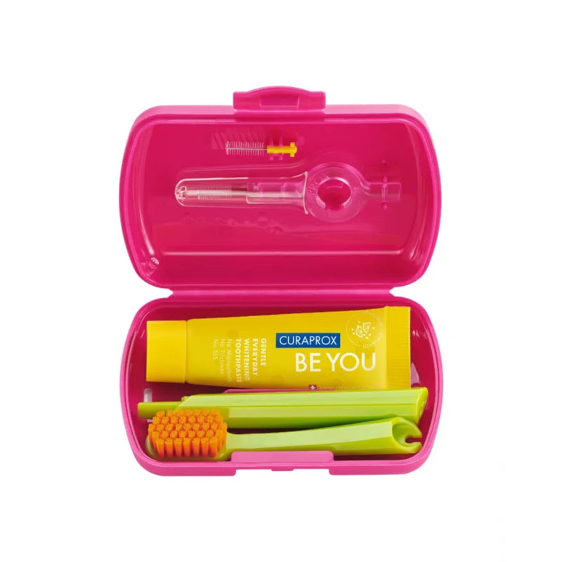 Curaprox Travel Set Red Toothbrush + Interdental Brush + Toothpaste 10ml
