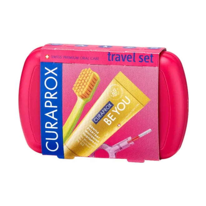 Curaprox Travel Set Red Toothbrush + Interdental Brush + Toothpaste 10ml