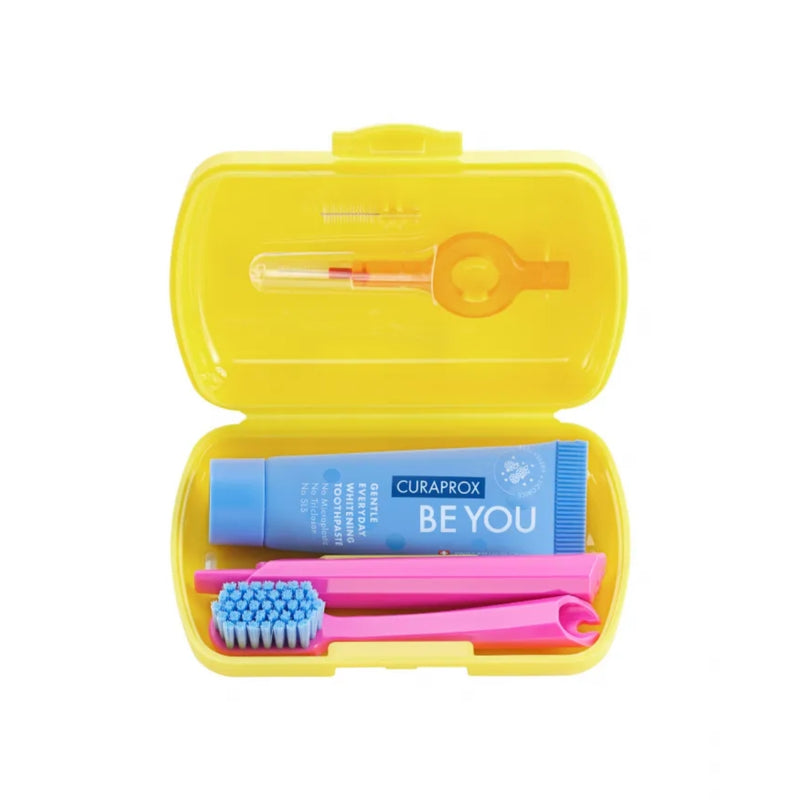 Curaprox Travel Set Yellow Toothbrush + Interdental Brush + Toothpaste 10ml