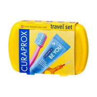 Curaprox Travel Set Yellow Toothbrush + Interdental Brush + Toothpaste 10ml