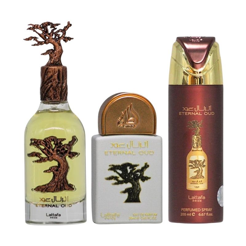 Lattafa Pride Eternal Oud Eau de Parfum 100ml + Eau de Parfum 20ml + Perfumed Spray 200ml Gift Set