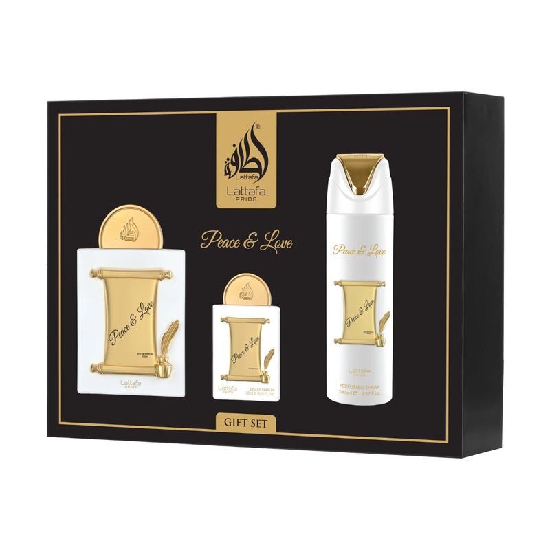Lattafa Pride Peace & Love Eau de Parfum 100ml + Eau de Parfum 20ml + Perfumed Spray 200ml Gift Set