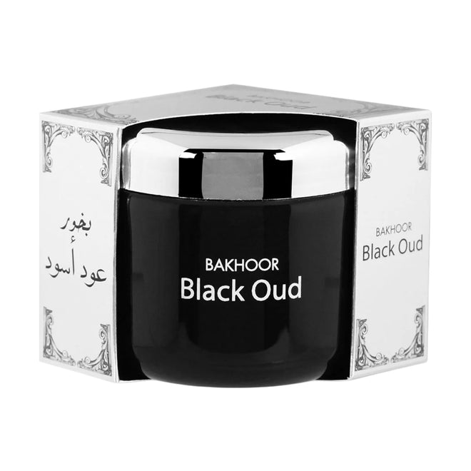 Hamidi Black Oud Bakhoor 70g & Gold Plated Burner Set