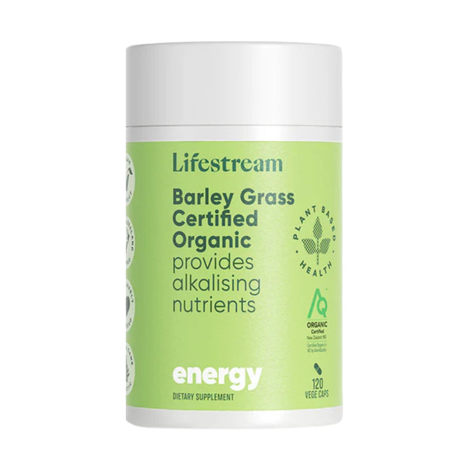 Lifestream Certified Organic Barley Grass 120 Vege Capsules