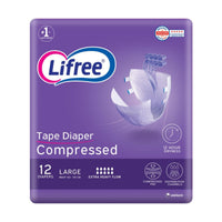 Lifree Compressed Adult Diaper Tape Large 12 Pieces