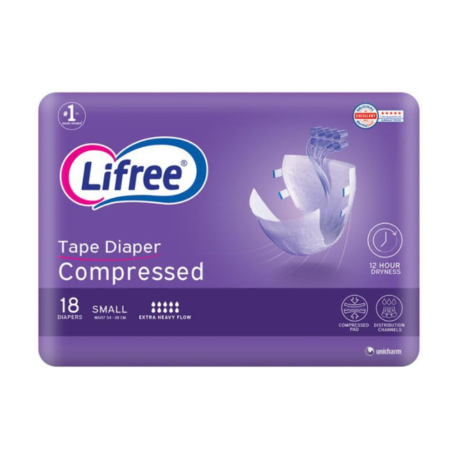 Lifree Compressed Adult Diaper Tape Small 18 Pieces