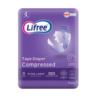 Lifree Compressed Adult Diaper Tape XL 9 Pieces