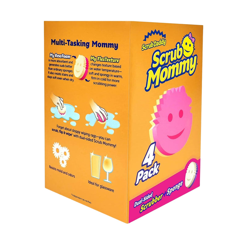 Scrub Daddy The Original Scrub Mommy Dual Sided Scrubber + Sponge Pink 4 Pack