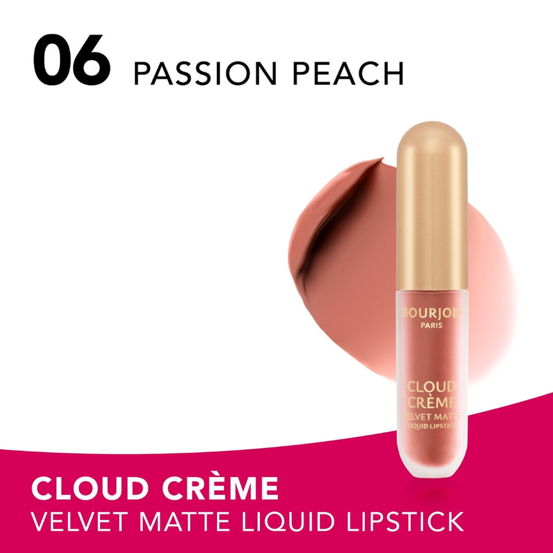 Bourjois Cloud Creme Velvet Matte Liquid Lipstick 06 Passion Peach 3.1ml