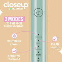 Closeup Sonic Expert Electric Toothbrush Rechargeable Plaque Removal Green