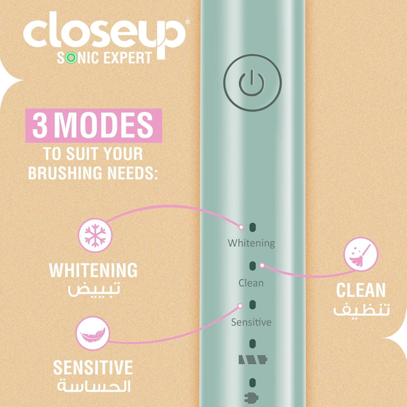 Closeup Sonic Expert Electric Toothbrush Rechargeable Plaque Removal Black