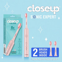Closeup Sonic Expert Electric Toothbrush Rechargeable Plaque Removal Pink