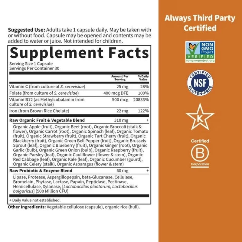 Garden of Life Vitamin Code Iron 30 Capsules